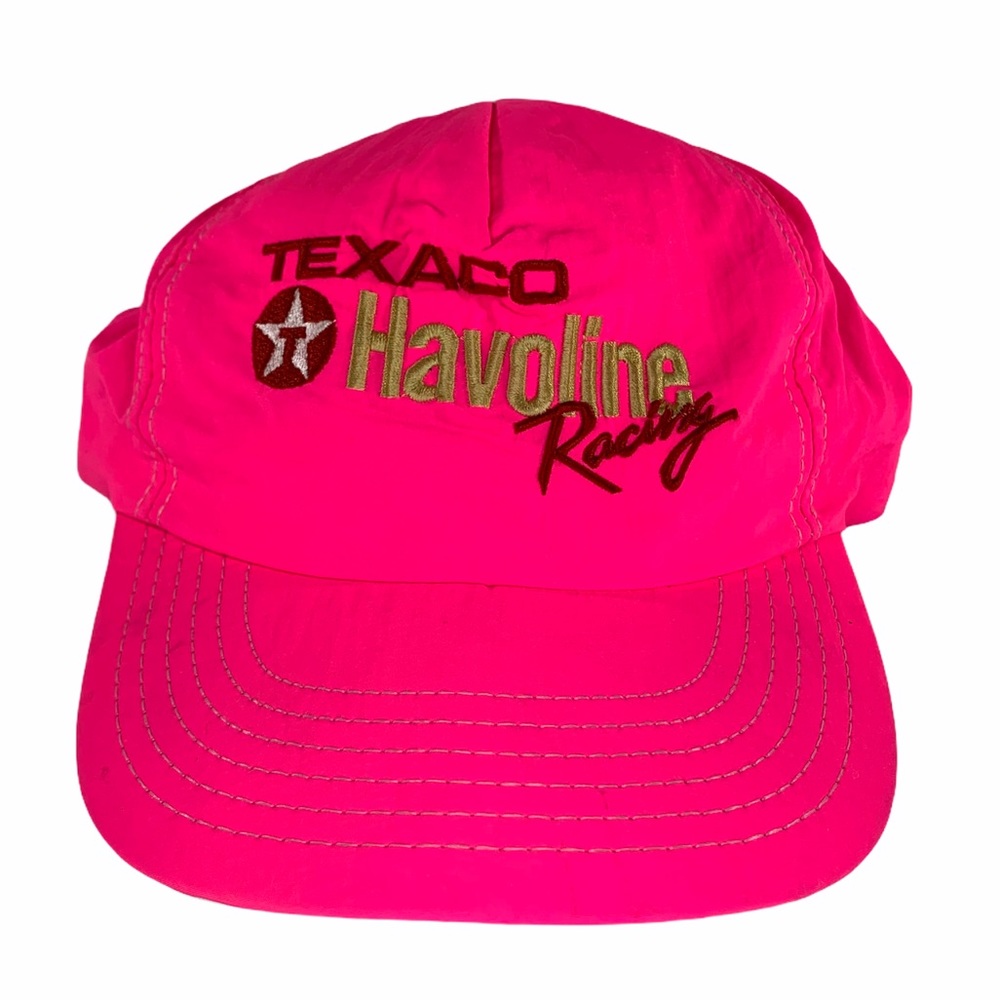 Texaco Havoline Racing cap hot pink Vintage hat USA snap back Retro 1989